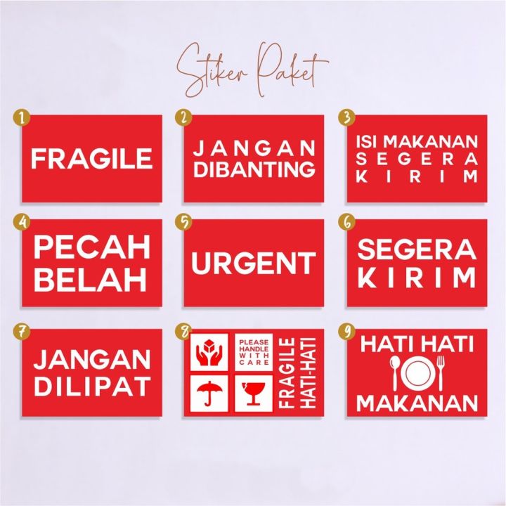 Stiker Paket Fragile Makanan Urgent Jangan Dibanting Isi Pcs Lazada