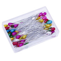 100PCS Extra Long Pearl Head Pin Straight Sewing Pins for Corsage Dressmaking Florists Sewing Pins with Plastic Box