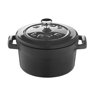 Lava Cast Iron Lava Enameled Cast Iron Dutch Oven 0.35 qt. Round with Trendy Lid Color: Red LV Y TC 10 K2 R