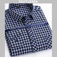 SEATUEMA ผ้าฝ้ายเสื้อแขนยาวผู้ชายด้านบนสบาย ๆ ร้อนฟรีลายสก๊อตผู้ชายเรียงรายไปด้วยเสื้อผ้ากันแดดเสื้อ