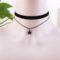 Vintage Gothic Double Layer Velvet Choker Women 39;s Neck Chain Punk Jewelry Short Black Star Pendant Necklace Collares Para Mujer