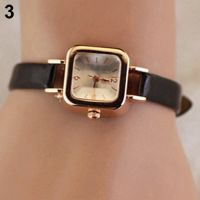 [LK] Womens Slim Faux Leather Strap Square Dial og Quartz Wrist Watch Gift