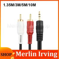 Merlin Irving Shop 1.35M 3M 5M 10M 3.5mm Jack to AV 2 RCA Male Extend Cable Connector For Phone TV AUX Computer PC Speakers Music Audio