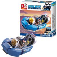 ProudNada Toys ของเล่นเด็กชุดตัวต่อเลโก้เรือตำรวจ Sluban POLICE 74 PCS B0638A