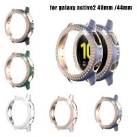 Two Rows Diamond PC Cover for Samsung Galaxy Watch Active 2 Case 40mm 44mm Active2 Hard Bumper Two-color Bling Frame Women Girl