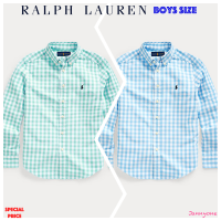 RALPH LAUREN GINGHAM COTTON-BLEND SHIRT ( BOYS SIZE 8-20 YEARS )