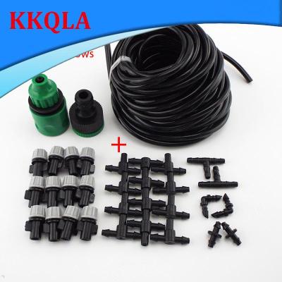 QKKQLA 10m Irrigation System Set 4/7mm Tube Garden Fog Nozzles Misting Cooling Automatic Watering Hose Spray Head Tee Connector