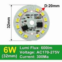 6W 32Mm Ac 220V Led Pcb พร้อมไดรเวอร์ Ic รวมสำหรับหลอดไฟแสงอุ่นสีขาว/ขาว Driverless บอร์ด Pelat Aluminium จัดส่งฟรี