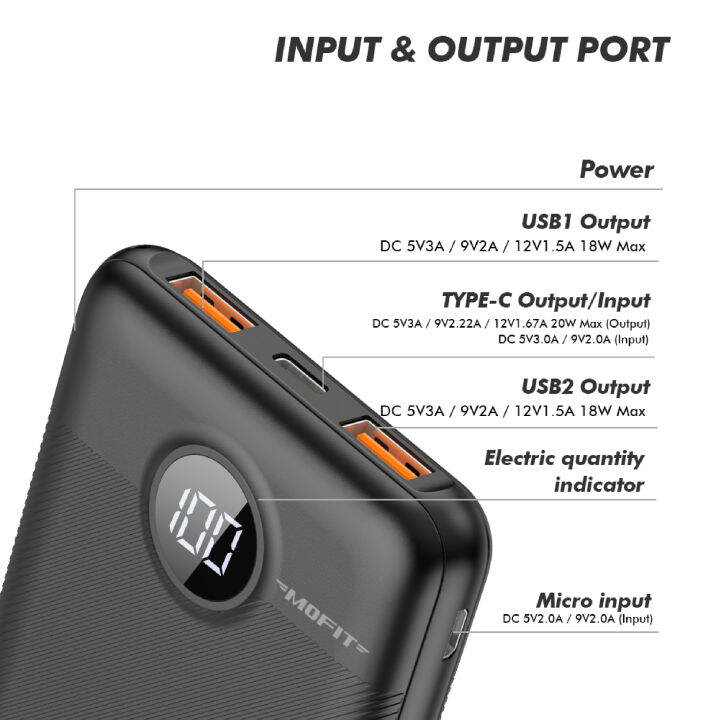 mofit-m13pd-pro-powerbank-10000mah-qc-3-0-pd20w-พาวเวอร์แบงค์ชาร์จเร็ว-หน้าจอแสดงผล-led-รับประกันสินค้า-1-ปี