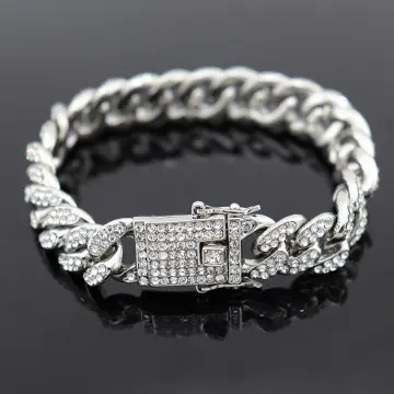 Men's Real Solid 925 Sterling Silver Baguette Bracelet Iced Diamond Flooded  Out