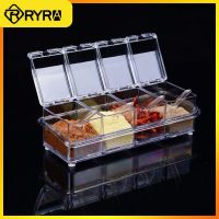 【CC】 Transparent Condiment Cruet Storage 4 Compartments Spices Seasoning Jar Bottle With