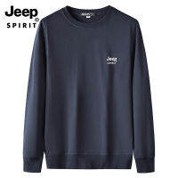 เสื้อสเวตเตอร์ผู้ชายลาย JEEP SPIRIT เสื้อสเวตเตอร์ผ้าฝ้ายแท้กีฬาทรงหลวมคอแข็งเสื้อแขนยาวชายและหญิง