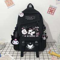 Sanrio Kuromi กระเป๋าเป้สะพายหลังสไตล์มหาลัยเกาหลี,กระเป๋านักเรียนความจุสูงกระเป๋าสะพายไหล่ดีไซน์หรู2023New กระเป๋าแล็ปท็อป2K