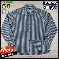 Tommy Hilfiger®แท้ อก 50 เสื้อเชิ้ตผู้ชาย ทอมมี่ ฮิลฟิกเกอร์ สีเทา เสื้อแขนยาว เนื้อผ้าดี ใส่เที่ยวใส่ทำงาน