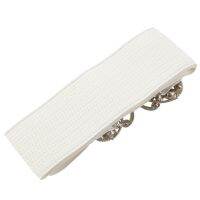 2X Women Rhinestones Accent Butterfly Hook Buckle Elastic Cinch Waist Belt White