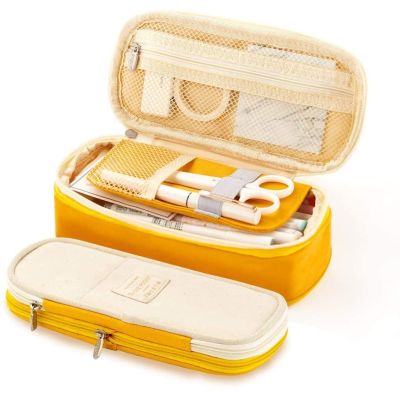 【LZ】☍℡  Angoo [c-block] caixa de lápis de caneta de bolso clássico dobrar lona papelaria organizador saco de armazenamento para estudante de viagens de cosméticos a6449
