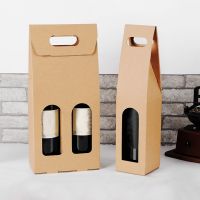 Kraft Paper Red Wine Hand Bag Wine Drinks Packing Bag Storage Bag Double Vessle Paper Wine Bag Champange Bottle Packaging Bags