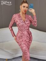 Adyce Feminino Elegante Vestido เสือจักรยานภูเขาแขนยาวde Manga Comprida Decote Em V Streetwear Clube Festa Aniversário Faixas Com Estidi Roupas Moda เซ็กซี่2023