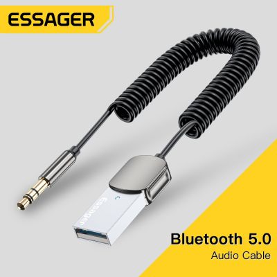 Essager Bluetooth Aux Adapter Dongle USB To 3.5mm Jack Car Audio Aux Bluetooth 5.0 Handsfree Kit For Car Receiver BT Transmitter Cables Converters