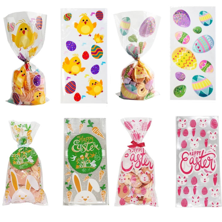 50ชิ้นพลาสติกตกแต่งอาหารเด็ก-happy-pouch-เด็กอีสเตอร์-cookiebags-ลูกอม