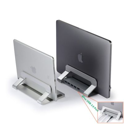 Vertical Laptop Stand Holder with USB3.0 Hub Adjustable Desktop Notebook Dock Space-Saving Stand for MacBook  Laptop Accessories Laptop Stands