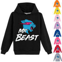 Mr Beast เสื้อฮู้ดเด็กหญิงเด็กชายแมวสายฟ้าผ่าแขนยาวมีฮู้ดเสื้อกันหนาวแฟชั่นเสื้อสวมหัวลายการ์ตูนฤดูใบไม้ผลิ Y415 65% ผ้าฝ้าย