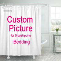 iBedding Custom Shower Curtain Bathroom Waterproof Curtains Customized Photo Polyester Bath Decor With Hooks POD Dropshipping