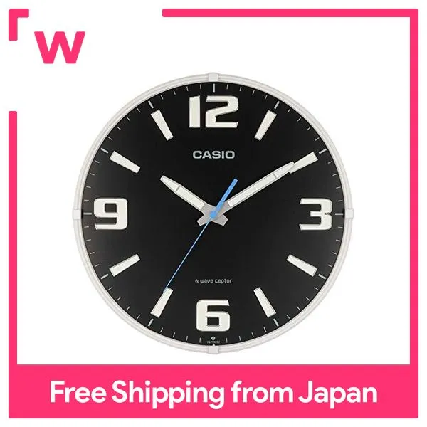 CASIO wall clock radio wave black diameter 30.8cm analog phosphorescent