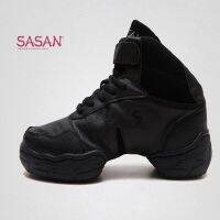 Sneakers Dance Shoes Woman SASAN 8803 Modern Shoes Slip-up Breathable Odorization Adult Canvas Black Heel 5.5cm Pigskin MEN SHOE