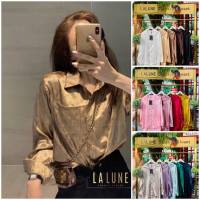 เสื้อเชิ้ตซาติน พิมพ์ลาย หลากสี ป้ายLalune อก42"