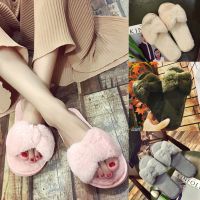 รองเท้า Sandal Empuk ผ้ากำมะหยี่ติดโบว์สีล้วนให้ความอบอุ่นสำหรับผู้หญิงในบ้านรองเท้าเตียงนอนวางพื้นห้องรองเท้าแตะบ้านผู้หญิงรองเท้าแตะรองเท้าแตะผู้หญิงใส่สบายสำหรับผู้หญิงนอกบ้าน