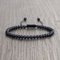 4MM Natural Stone Round Beads Bracelet Women Minimalism Adjustable Leather String Bangles Jewelry Men Healing Yoga Pulsera Gift Charms and Charm Brace