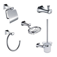 Bathroom Chrome Polished Bathrobe Hook Tissue Paper Holder Soap Basket Toilet Brush Holder Towel Ring Accessories Hardware Set