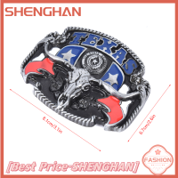 SHENGHAN หัวเข็มขัดเข็มขัดหนังแนววินเทจ,หัวเข็มขัดคาวบอยเกิร์ลบูลด์เท็กซัสแบบตะวันตก