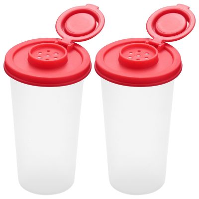 Salt and Pepper Shakers Moisture Proof ,Salt Shaker with Red Covers Lids Plastic Airtight Spice Jar Dispenser