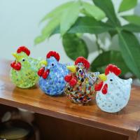 Handmade Glass Rooster Glass Gugu Chicken Small Ornament Creative Stable Multi-Scene Animal Crafts Home Decoration admired