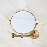 ❏♣☫ Vintage Retro Antique Brass Wall Mounted Folding 8-inch Vanity Double-Sides Makeup 3x Magnified Round Mirror Dba635