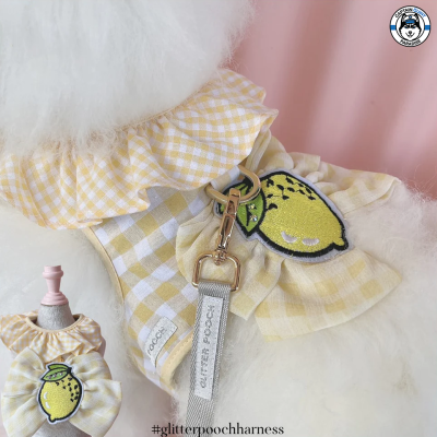 Glitter Pooch Harness ชุดรัดอก สายจูง เสื้อผ้า สุนัข, หมา, แมว, สัตว์เลี้ยง พร้อม สายจูง รุ่น Lemon Scotty