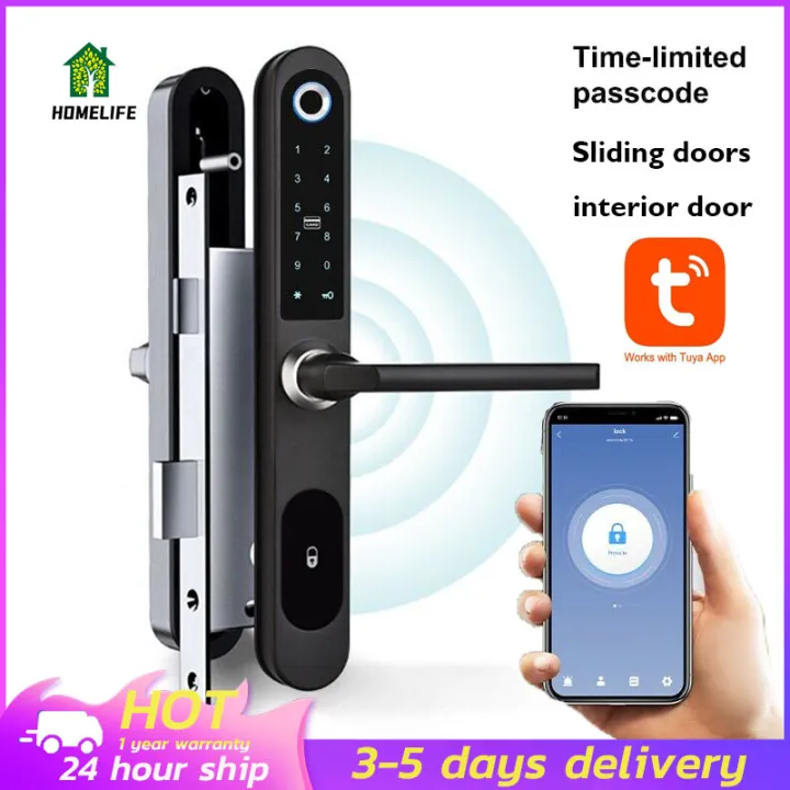 TUYA Smart Sliding Door Lock Biometric Fingerprint Lock Card Electronic Digital Security Door