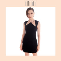 [MILIN] Triangle cutout  neckline Sleeveless fitted  mini Polyester dress มินิเดรสแขนกุดเข้ารูปแต่งคอคัทเอาท์ สามเหลี่ยม / Carolina dress