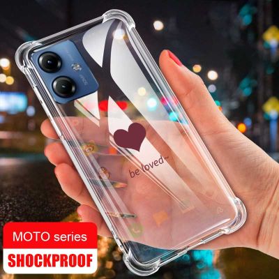 Motorola MOTO G73 G14 G53 5G G13 G23 G72 G52 G22 G82 G62 5G G20 G10 G30 G60 G42แอร์กระเป๋าหัวใจเคสคริสตัลใสแบบเต็มเคสมือถือแบบนิ่มเคสกันกระแทก