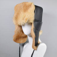 Fashion Men Winter Snow Windproof Real Natural Dog Fur Bomber Hat Warm Dog Fur Caps Russia Luxury Genuine Dog Fur Hats