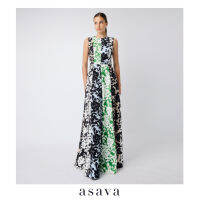 [asava ss20] Multi-floral printed gown ชุดเดรสยาว แขนกุด ตัดต่อผ้าพิมพ์ลายดอกไม้