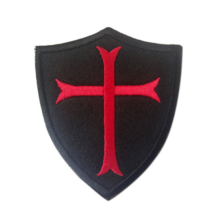 templars-crusader-เต็มปักที่กำหนดเองแพทช์กองทัพยุทธวิธีทหารตรากลางแจ้งกระเป๋ากระเป๋าเป้สะพายหลังตะขอและห่วงกระเป๋าเป้สะพายหลังสติ๊กเกอร์