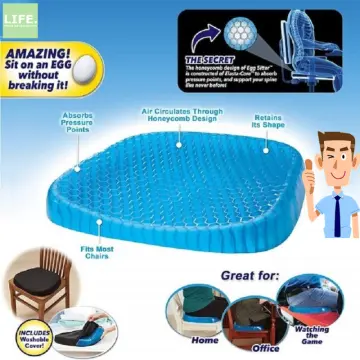 Gel Seat Cushion for Long Sitting, Double Thick Egg Seat Cushion with  Non-Slip Cover, Breathable Honeycomb Home Office Chair Pads Wheelchair  Cushion for Relieving Back Pain & Sciatica Pain (Black) 