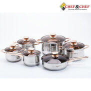 Bộ nồi inox Chef&Chef 6 món nắp kính