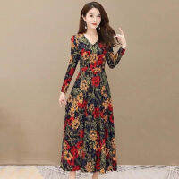 2021 Autumn New Large Size Long Sleeve Floral Dress