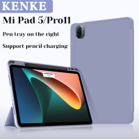 KENKE เคส Xiaomi Mi แท็บเล็ตสำหรับ Xiaomi Mipad 5 Pro/Mi Pad 5 2021 Case เคส เคสพร้อมที่ใส่ปากการองรับการชาร์จปากกาแบบเด้งกลับได้เคสไอแพดพร้อมเคส TPU นิ่มยืดหยุ่นได้ฝ