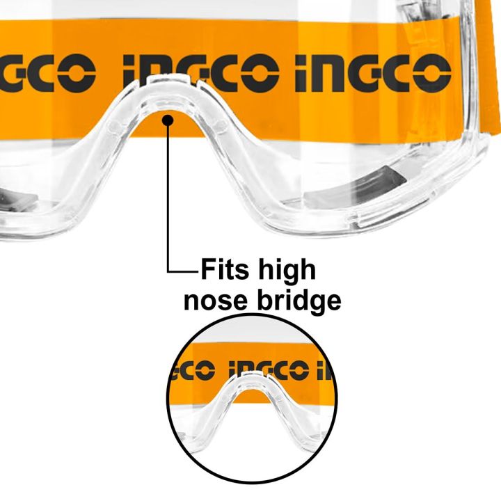 ingco-แว่นตานิรภัย-safety-goggles-รุ่น-hsg10-กรอบแว่น-ผลิตจากวัสดุ-pvc-นุ่ม-ยืดหยุ่น-เบา-ใส่สบาย-ของแท้-100