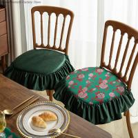 Pastoral Style Chair Cushion Retro American Ruffles Chair Cover Home Decor Elegant Dining Chair Cushion Non-Slip Office Seat Pad Sofa Covers  Slips